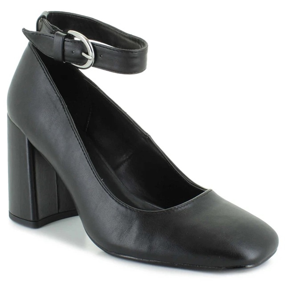 Madden Girl Black Ankle Strap Block Heels - Picture 4 of 7